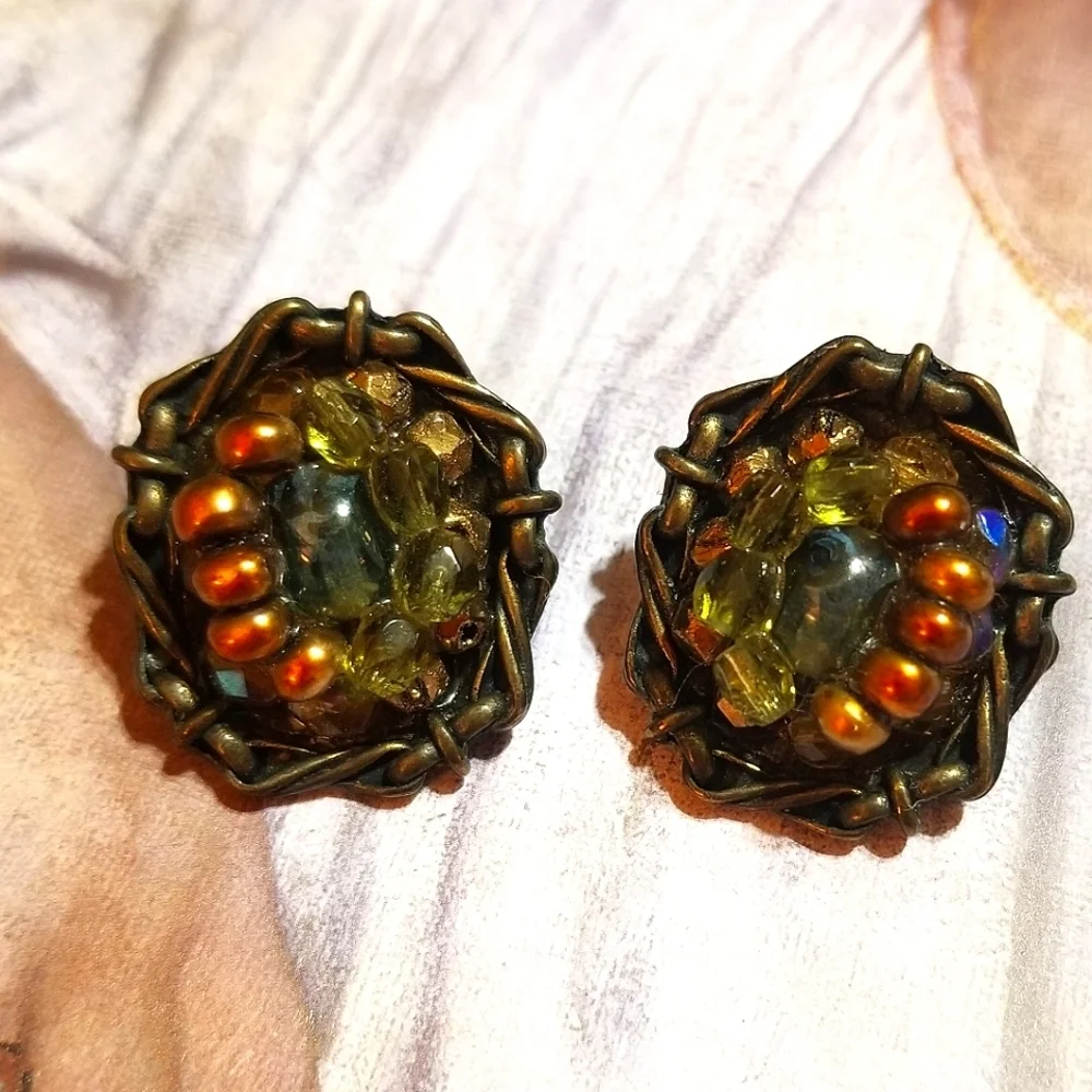 Vintage POGGI PARIS Couture Beaded Earrings